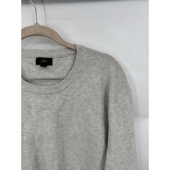 J. Crew Cotton Crewneck Sweater Men’s Large Silver Knit Minimalist Preppy Casual - Picture 6 of 8